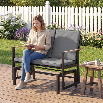 Outdoor Glider Bench For 2 Person, Thick Cushions, Dark Grey Outdoor Gliders at Gallery Canada