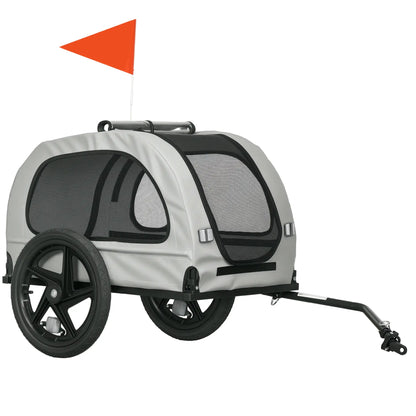 Dog Bike Trailer, Mesh Windows, Safety Leash, Flag, Medium Dogs, Light Grey Dog Bike Trailers & Strollers at Gallery Canada