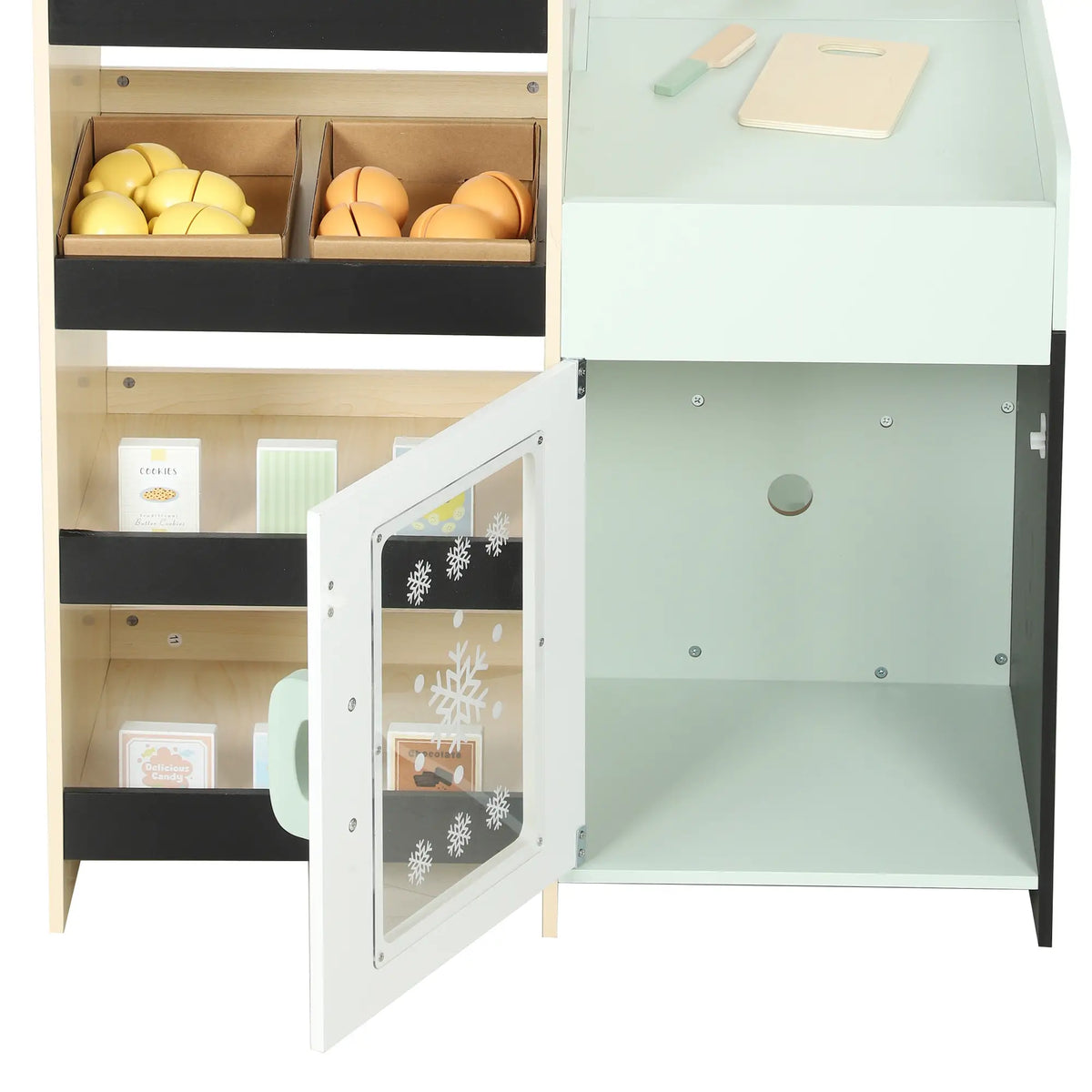 Ensemble de jeu d'épicerie en bois pour enfants, nourriture jouet, caisse enregistreuse, 44 accessoires