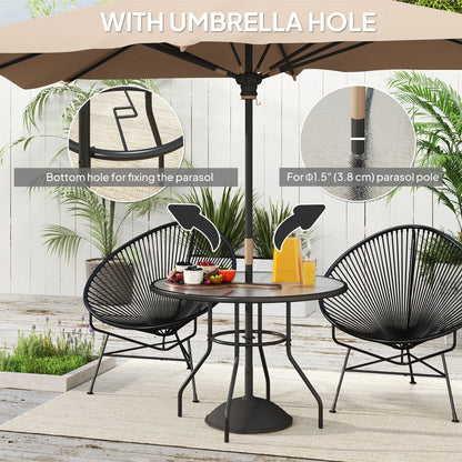 39.4" Round Outdoor Dining Table, Glass Top, Steel Frame, Garden Patio Patio Dining Tables at Gallery Canada