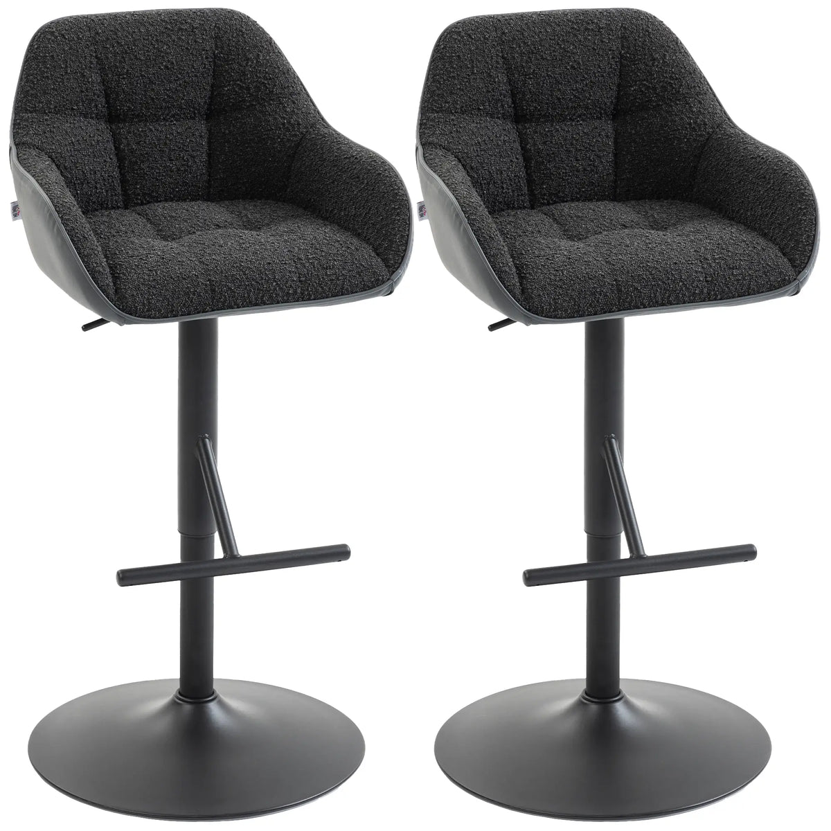 Swivel Counter Height Bar Stools Set of 2, Adjustable Height, Black Bar Stools Grey, Black at Gallery Canada