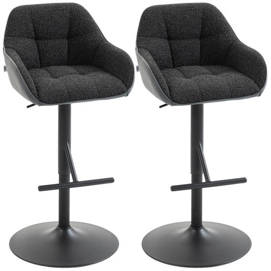 Swivel Counter Height Bar Stools Set of 2, Adjustable Height, Black Bar Stools Grey, Black at Gallery Canada