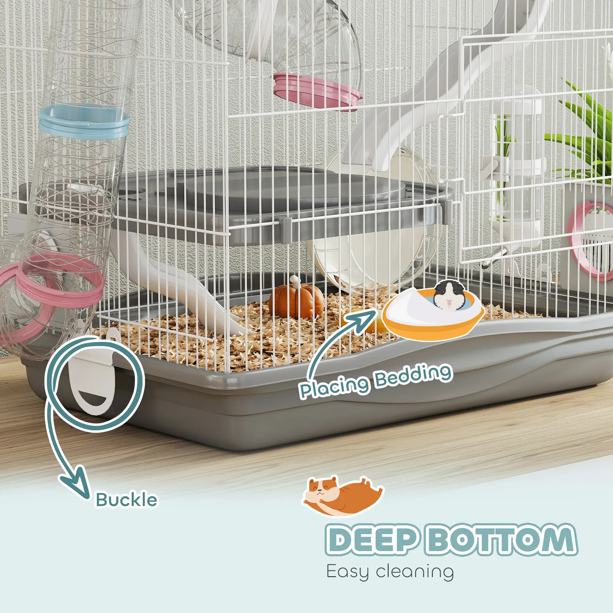 3-Tier Hamster Cage With Exercise Wheels, Grey Hamster Cages at Gallery Canada