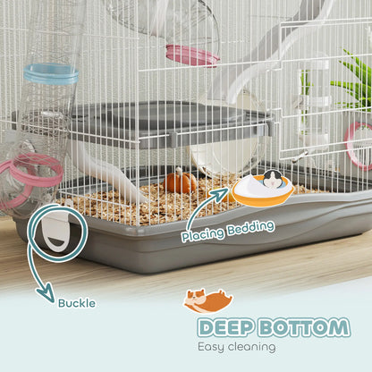 3-Tier Hamster Cage With Exercise Wheels, Grey Hamster Cages at Gallery Canada