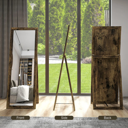 58" x 20" Floor Mirror, Full Body, Rustic Brown, Brown Full Length Mirrors at Gallery Canada
