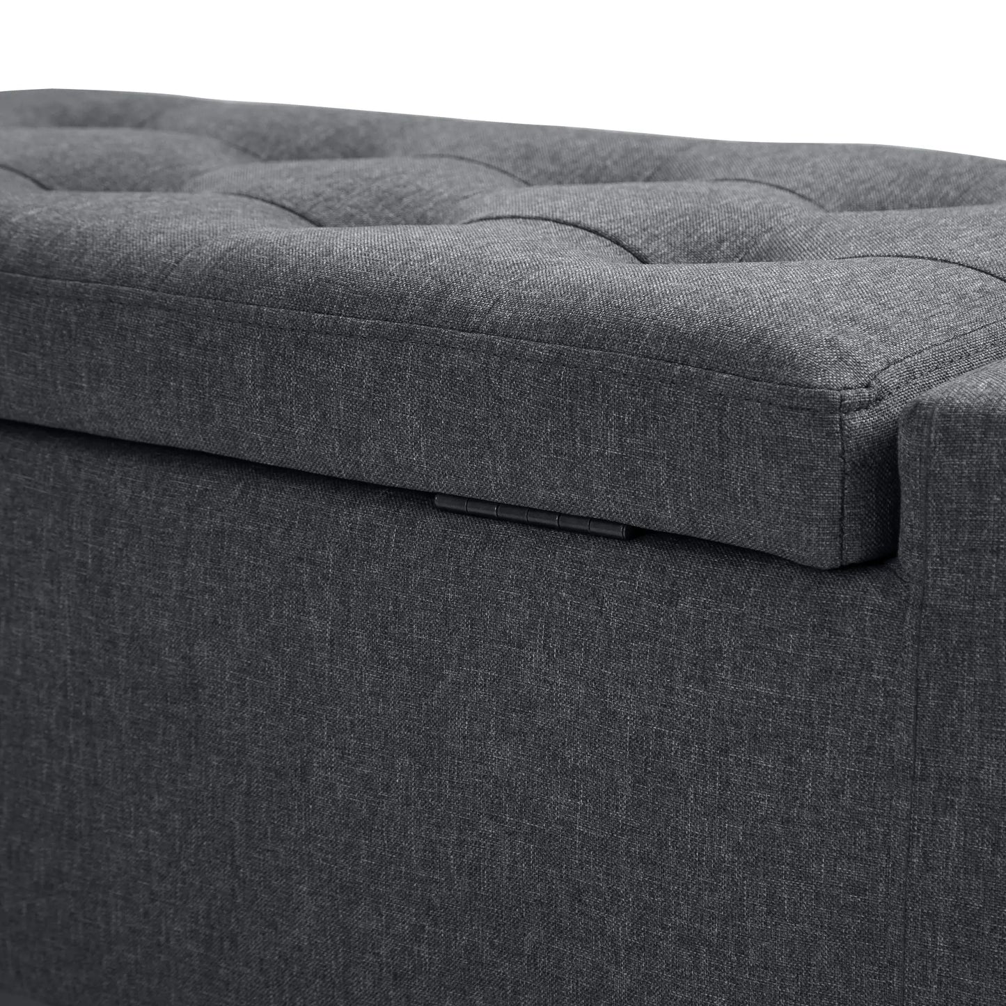 Storage Ottoman Bench, Linen Upholstered, Tufted Design Storage Ottomans & Benches at Gallery Canada