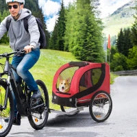 Dog Bike, Trailer Pet Cart, Bicycle Wagon, Travel Cargo, Carrier Attachment with Hitch, Foldable for Travelling, Red Dog Bike Trailers & Strollers at Gallery Canada