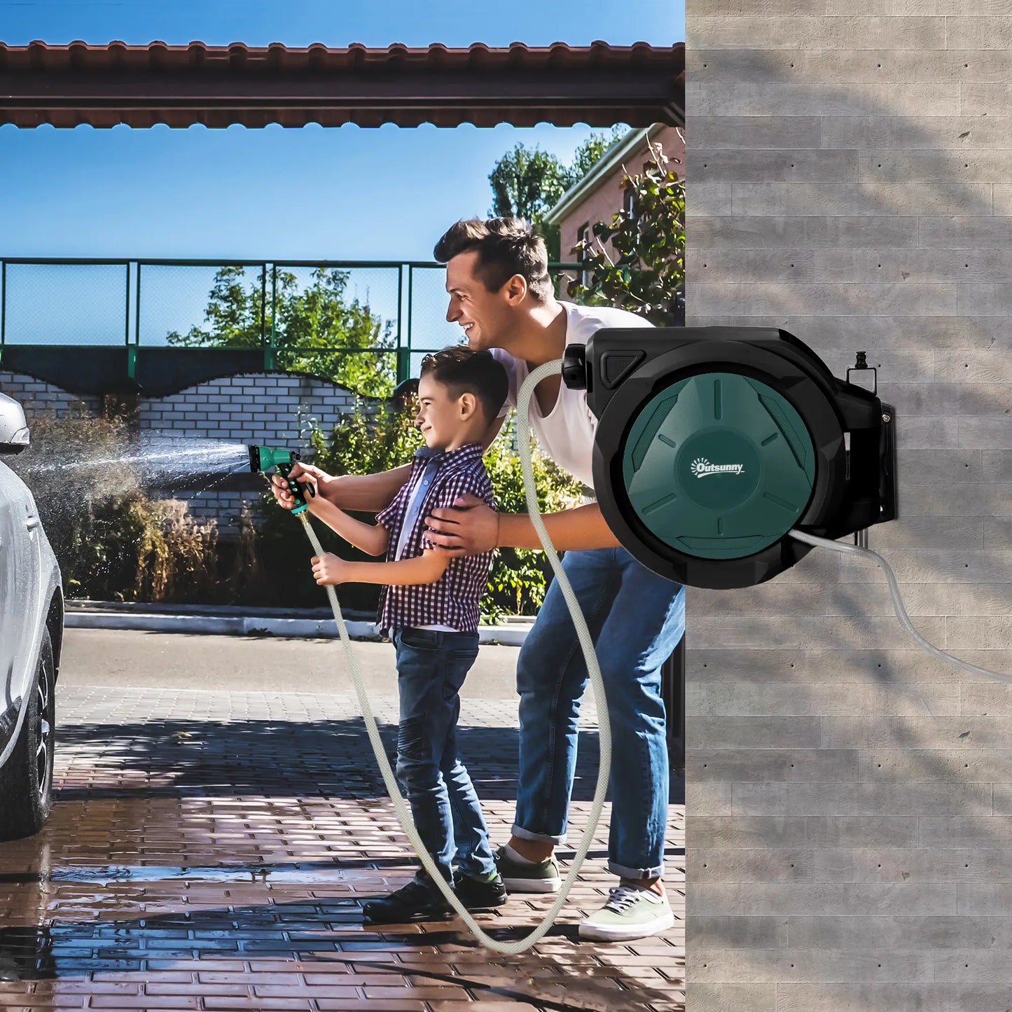 1/2 in x 100ft Wall Mounted Garden Hose Reel, Auto Rewind, Black Garden Accessories at Gallery Canada