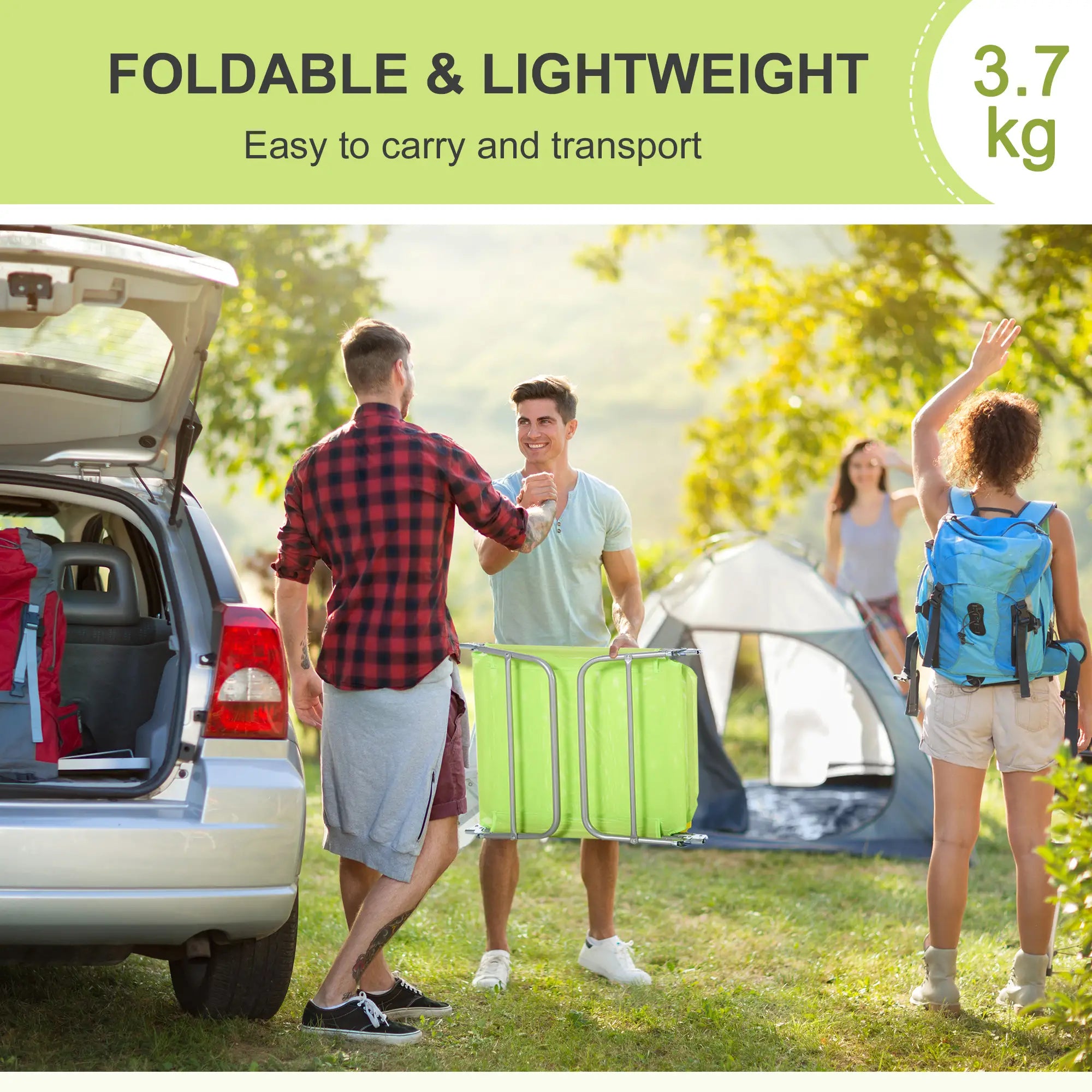 Portable Adjustable Reclining Lounge Chair, Folding Chaise, Light Green Lounger Chairs at Gallery Canada