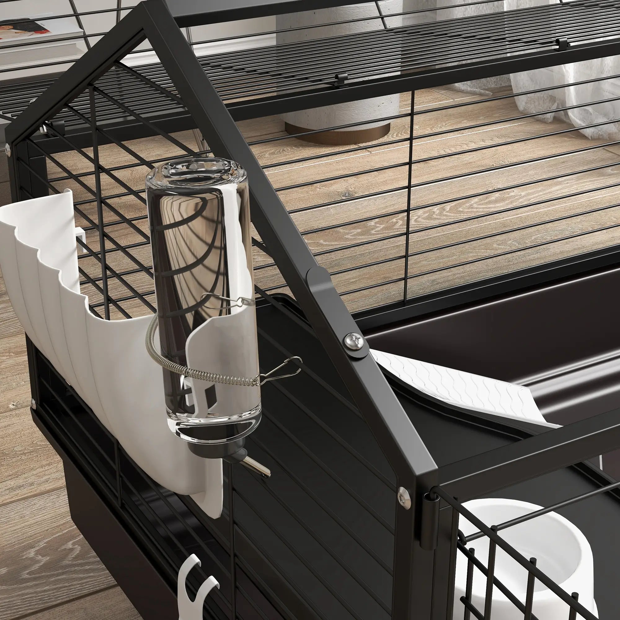 Metal Small Animal Cage, Rabbit Cage, Guinea Pig, Chinchilla, Hedgehog, 47.2