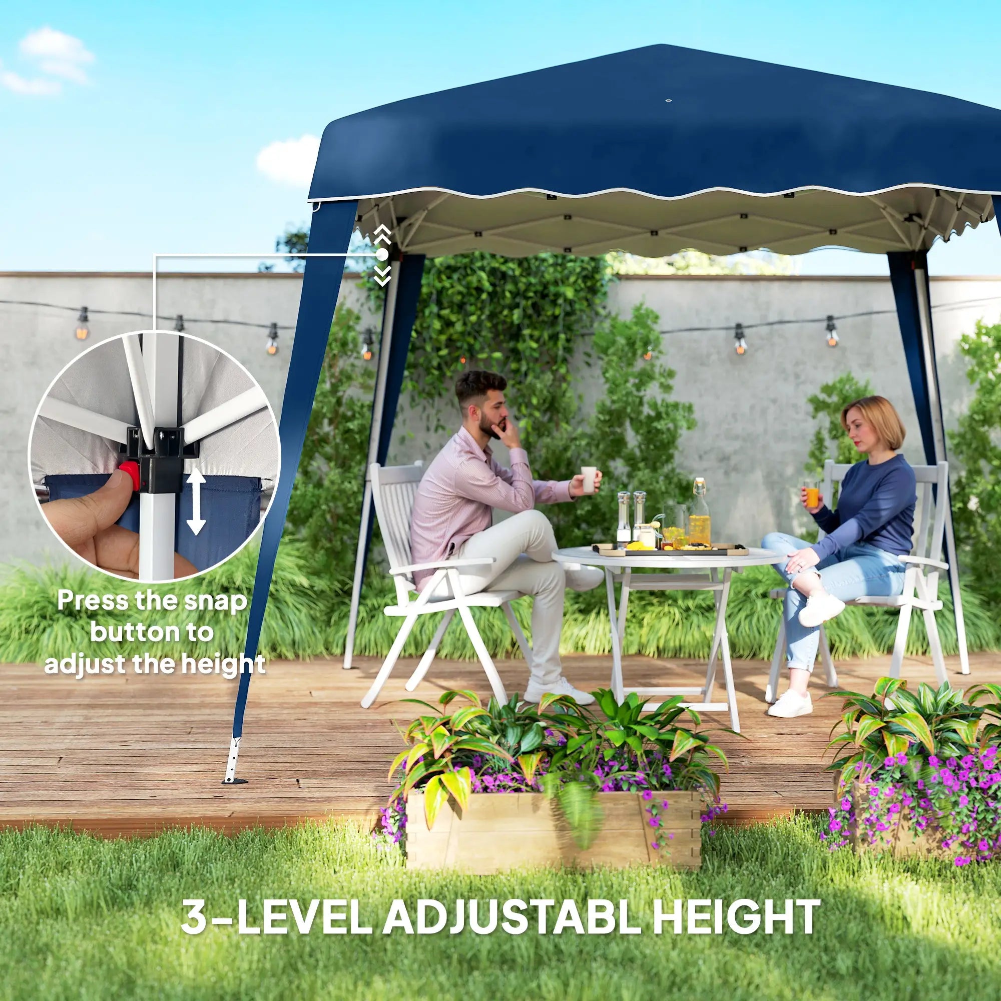 8' x 8' Pop Up Canopy, Outdoor Foldable Tent, Portable With Bag, Blue Pop Up Canopies at Gallery Canada