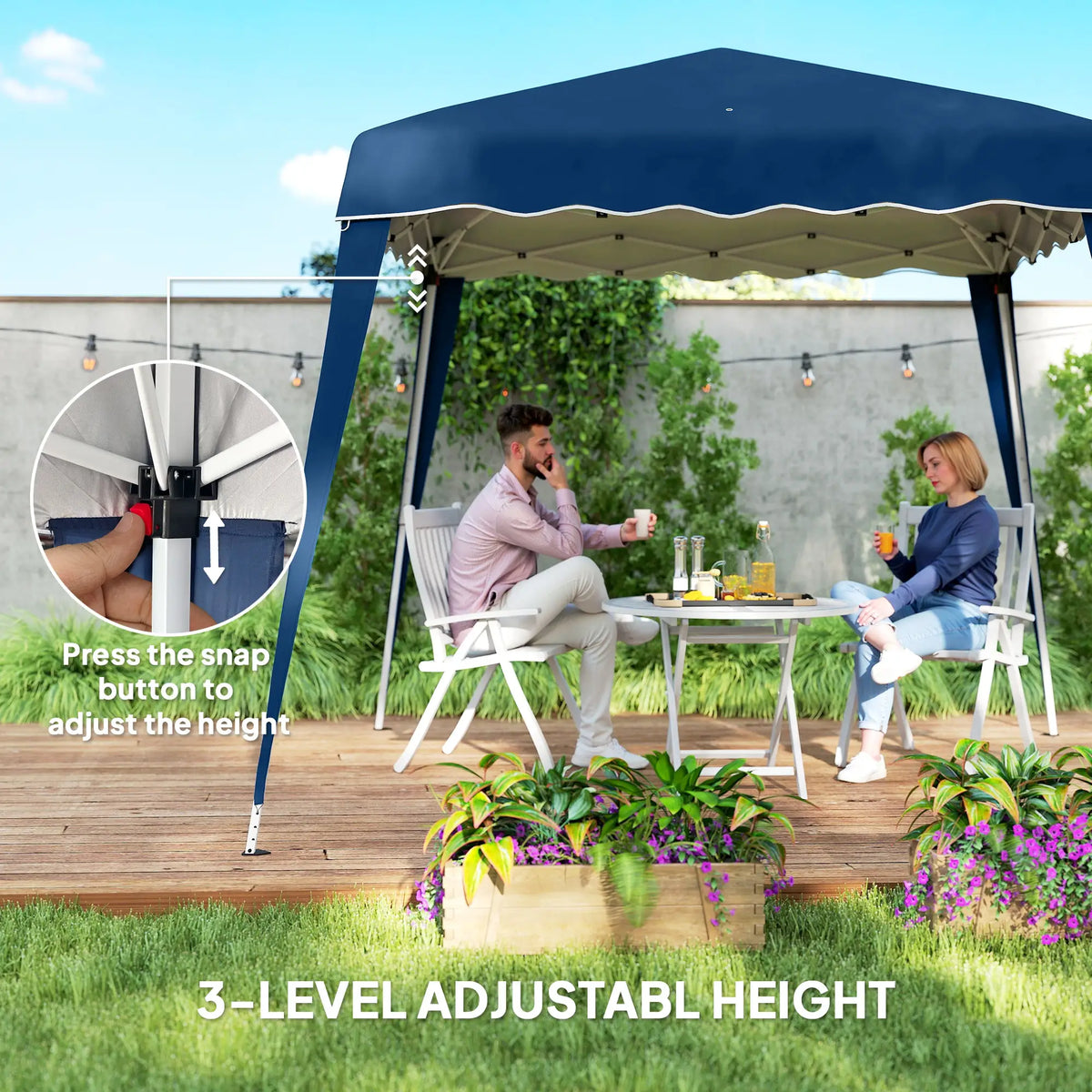 8' x 8' Pop Up Canopy, Outdoor Foldable Tent, Portable With Bag, Blue Pop Up Canopies at Gallery Canada