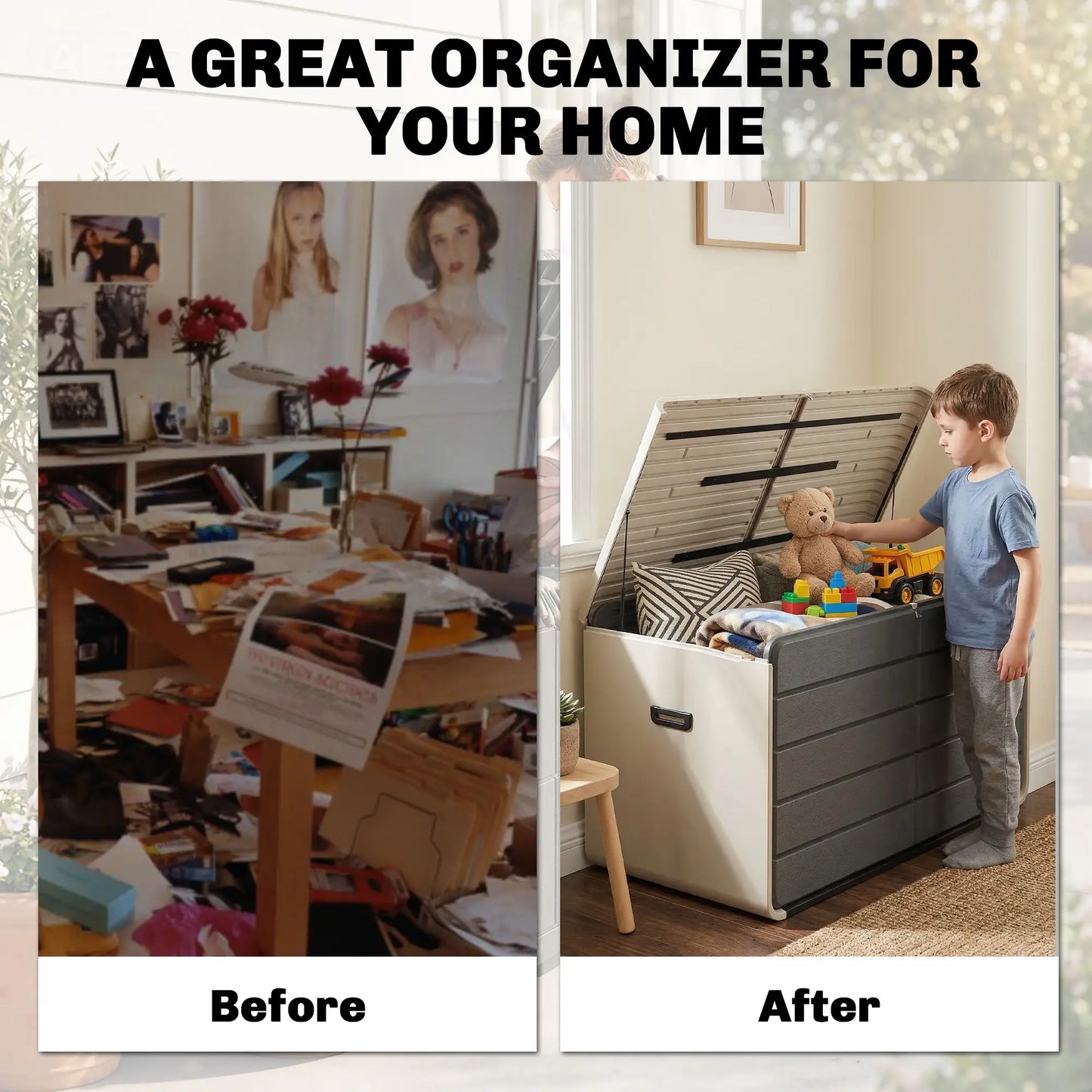 Outdoor Storage Box With Lockable Lid, HDPE Garden Deck Box With Wheels 757 L Patio Storage Boxes at Gallery Canada