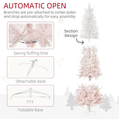5ft Artificial Christmas Tree, Pine Realistic Branches, Auto Open, Pink White Pencil Christmas Trees at Gallery Canada