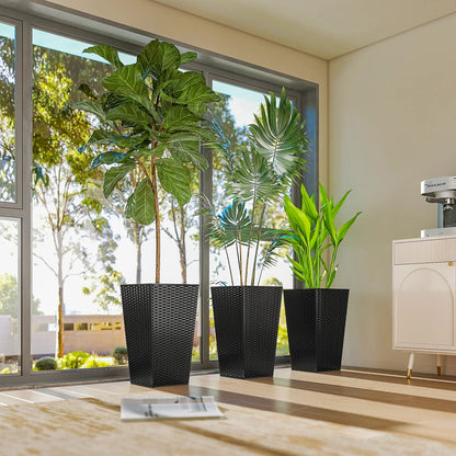 Set of 3 Tall Plant Stand, Outdoor Indoor Flower Pot, Black Garden Accessories at Gallery Canada