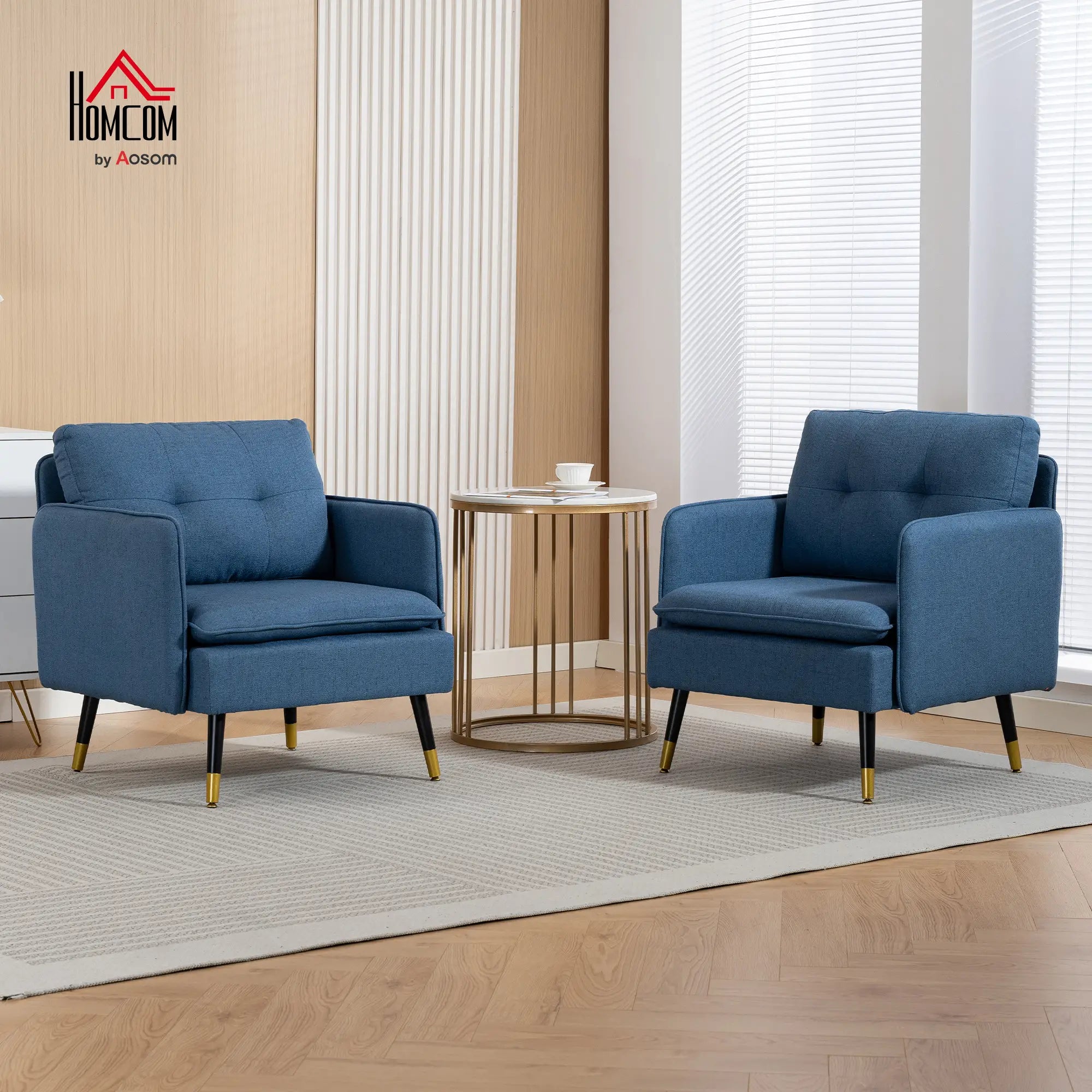 Accent Chairs Set of 2, Upholstered Armchairs with Tufted Back Cushion Accent Chairs at Gallery Canada