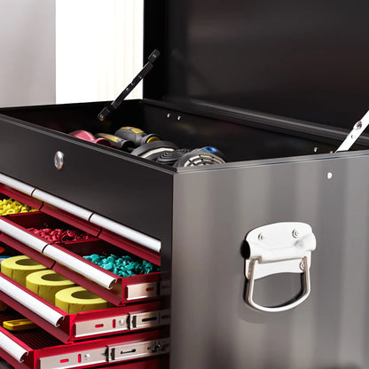 14 Drawer Rolling Tool Chest, Lockable Storage Cabinet, Detachable Top Toolbox, Red Tool Organizers at Gallery Canada