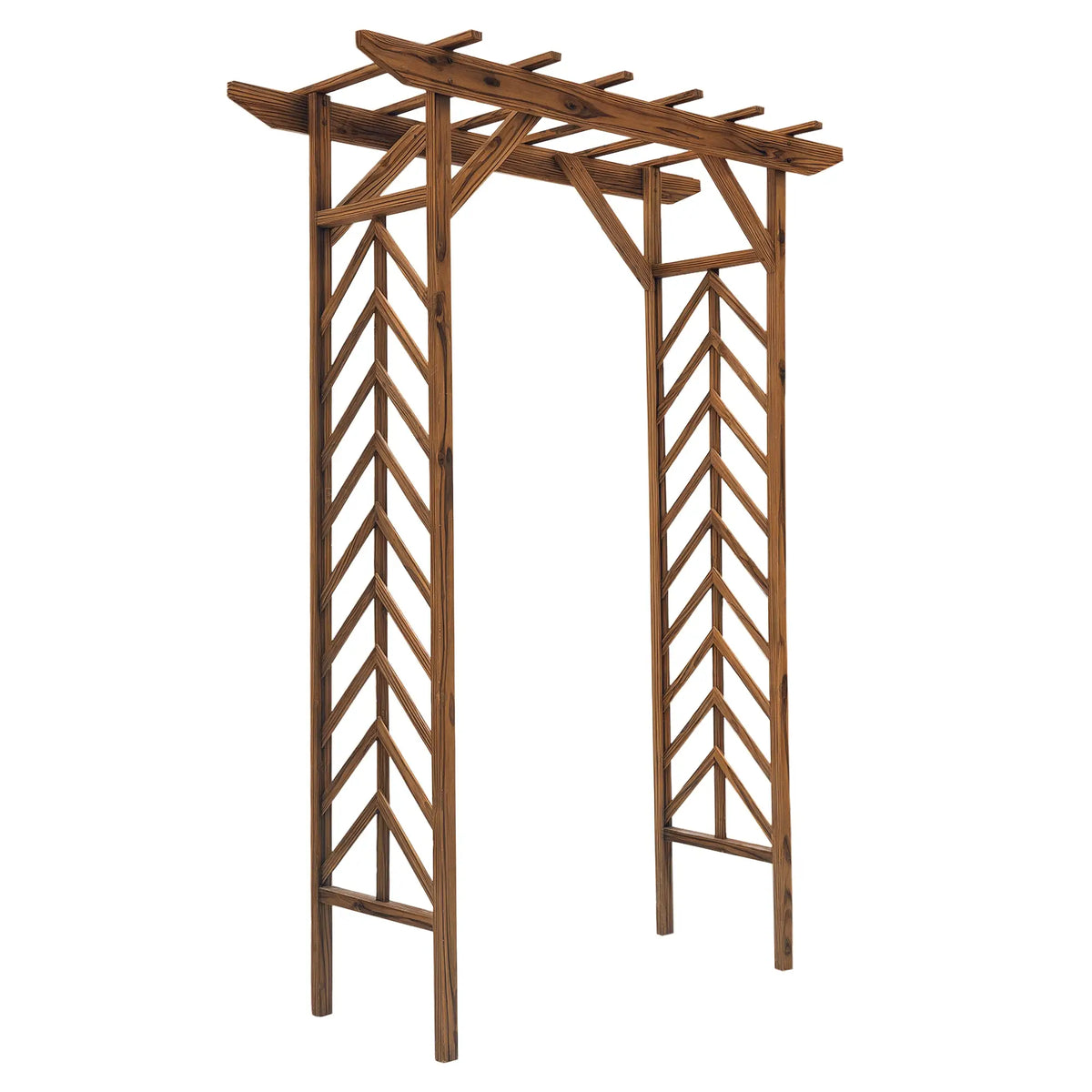 79" Arched Plant Trellis, Pergola Style Roof, Fir Wood Frame Garden Arches at Gallery Canada