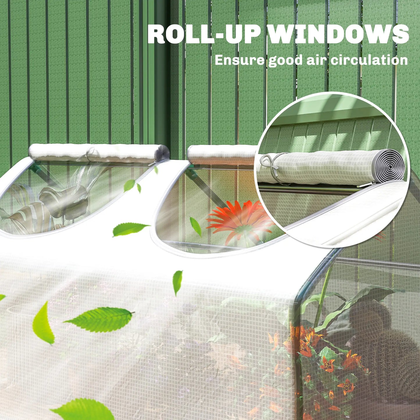 Serre tunnel miniature, 47" x 24" x 24", Cadre en acier Couverture PE, Blanc