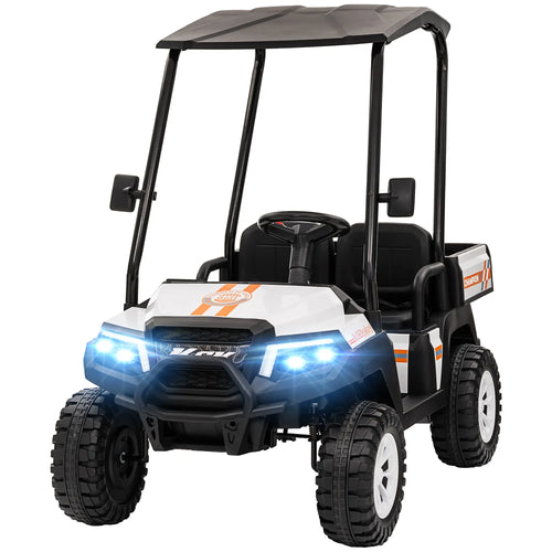 24V 2 Seater Electric Car, Remote Control, 4 Wheels Suspension, White