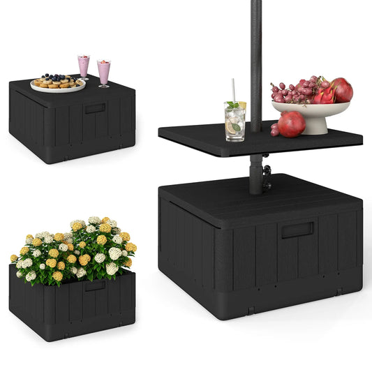 Heavy Duty Umbrella Base with Wheels, Table Tray, 176lbs, Black Umbrella Bases Black at Gallery Canada