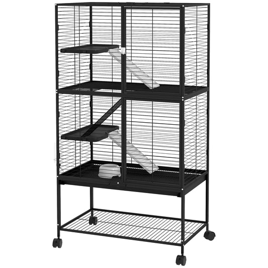 Small Animal Cage, 54"H, Removable Tray, Storage Shelf, Black Houses & Habitats Black, Light Grey at Gallery Canada
