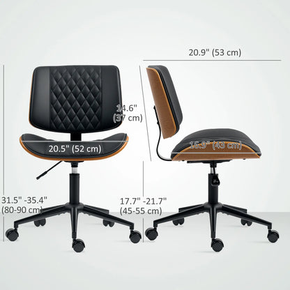 PU Leather Office Chair, Adjustable Height, Swivel Wheels, Black Office Chairs at Gallery Canada