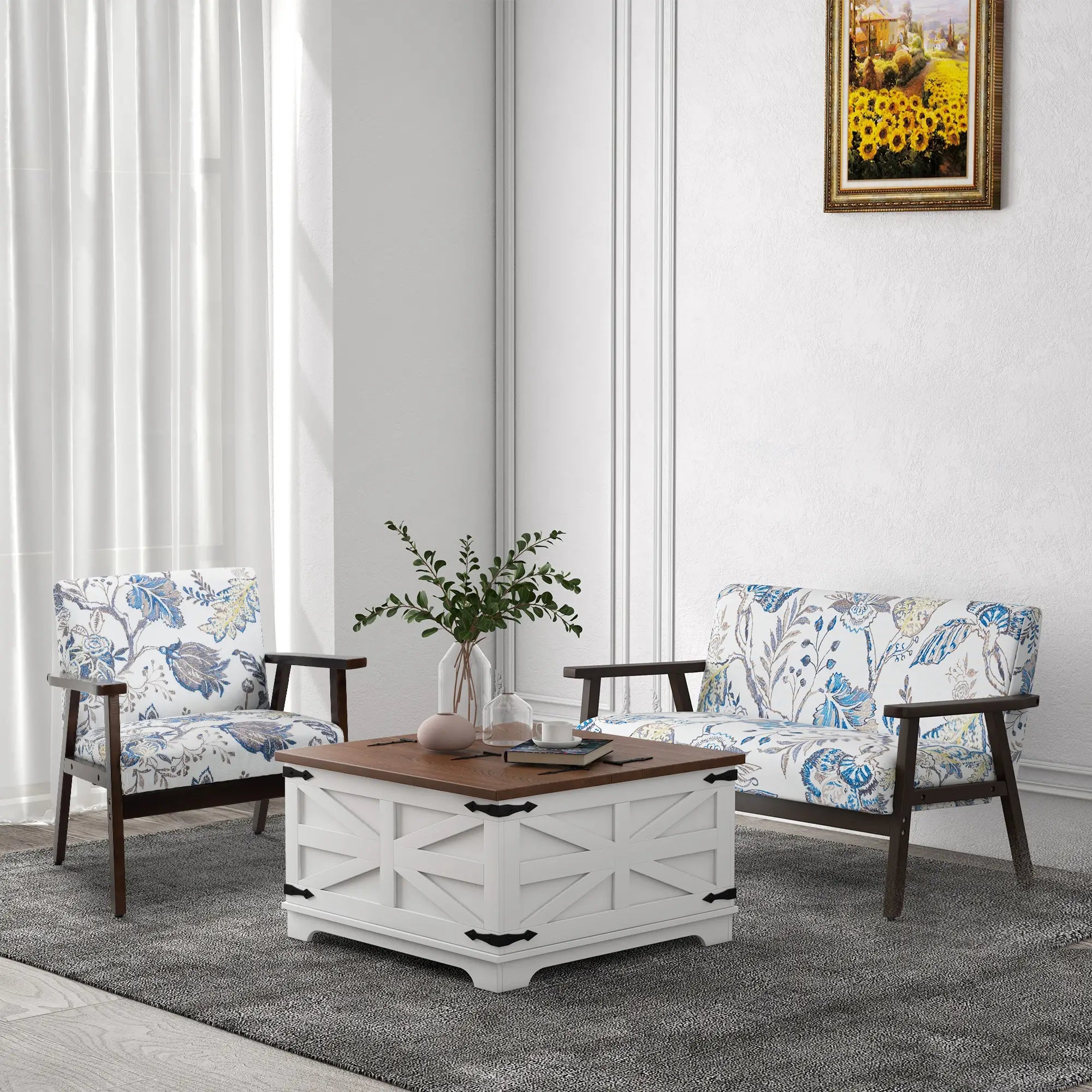 Modern Accent Chairs with Cushioned Seat, Upholstered Linen-Feel Armchair for Bedroom, Living Room, Multicolored Accent Chairs at Gallery Canada