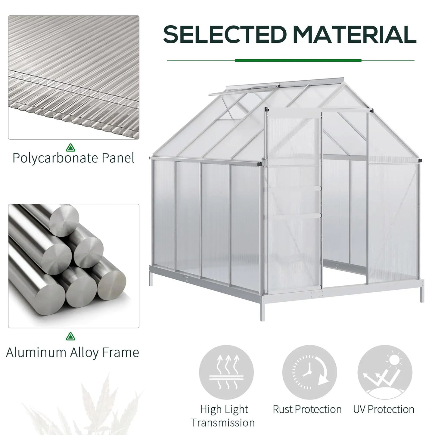 6' x 8' x 6.5' Walk-in Greenhouse, Polycarbonate, Adjustable Roof Vent, Sliding Door, Clear Walk In Greenhouses at Gallery Canada
