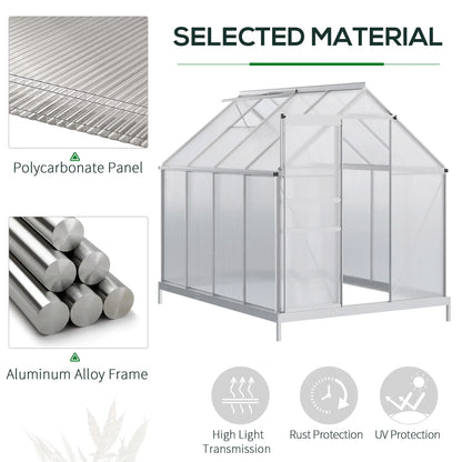 6' x 8' x 6.5' Walk-in Greenhouse, Polycarbonate, Adjustable Roof Vent, Sliding Door, Clear Walk In Greenhouses at Gallery Canada