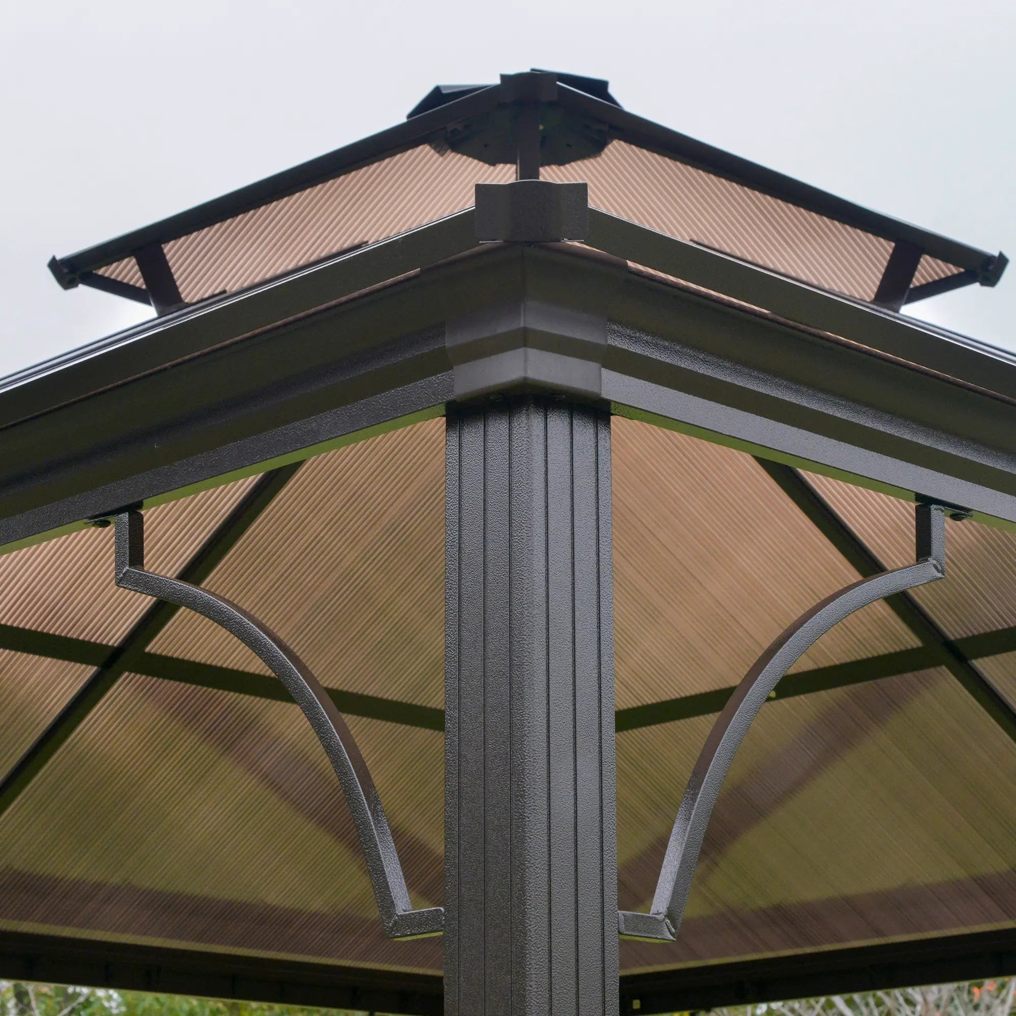 10' x 10' 2-Tier Outdoor Gazebo, Polycarbonate Roof, Beige Gazebos at Gallery Canada