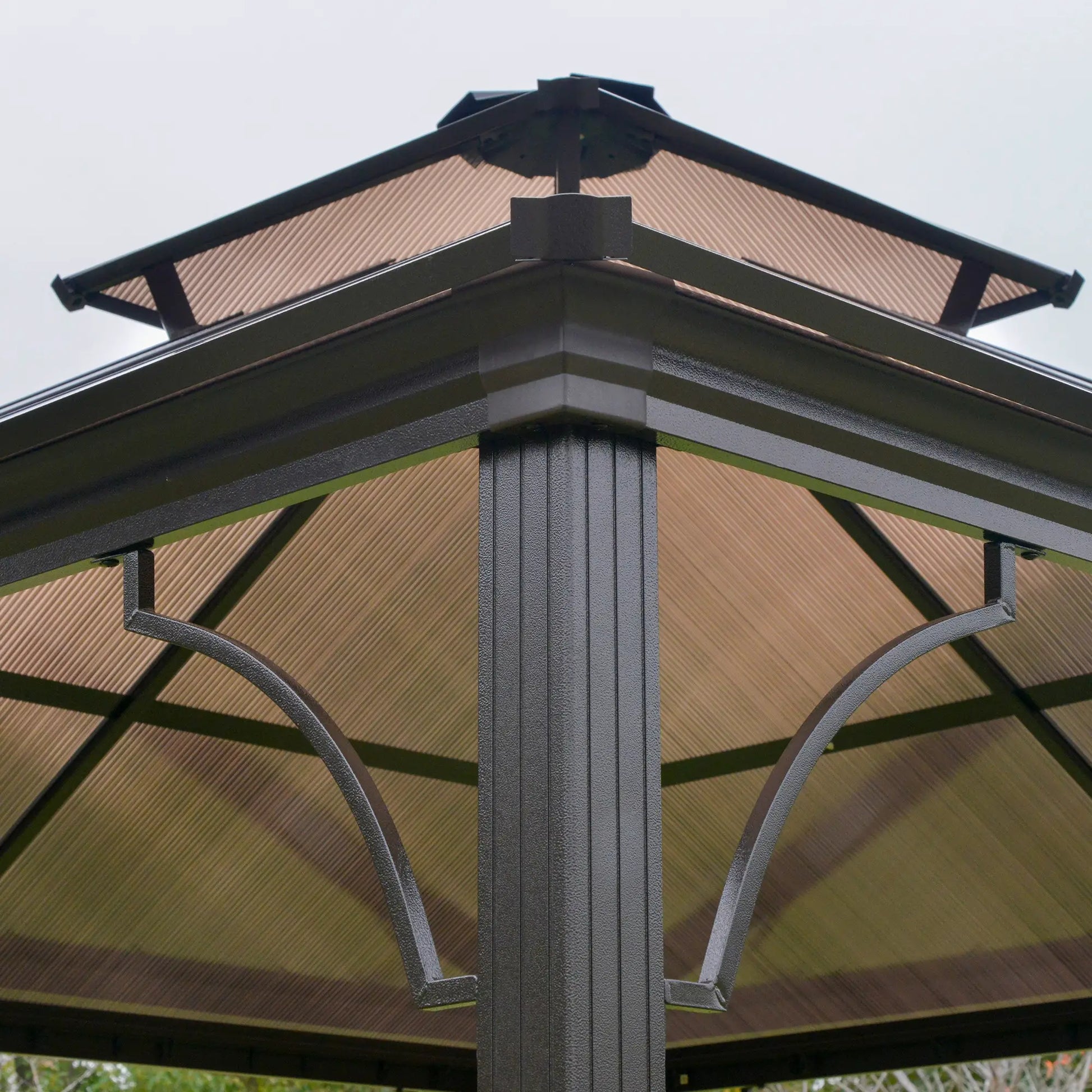 10' x 10' 2-Tier Outdoor Gazebo, Polycarbonate Roof, Beige Gazebos at Gallery Canada