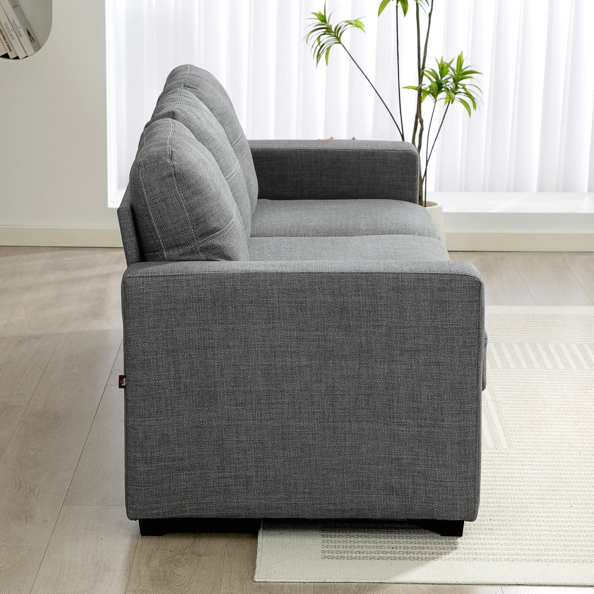 Modern Upholstered 3 Seater Sofa, Deep Seat, Dark Grey 3-Seater Sofas at Gallery Canada