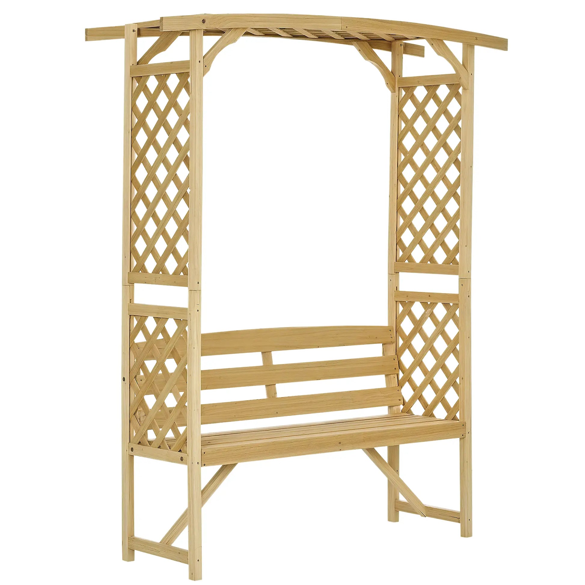 Wooden Garden Arch with Bench, Arbor Trellis for Climbing Plants, Natural Outdoor Benches at Gallery Canada