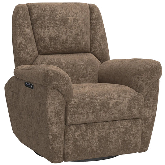 Fabric Recliner Chair, USB Ports, Swivel Rocking Footrest Sofas & Reclining Chairs Dark Brown at Gallery Canada