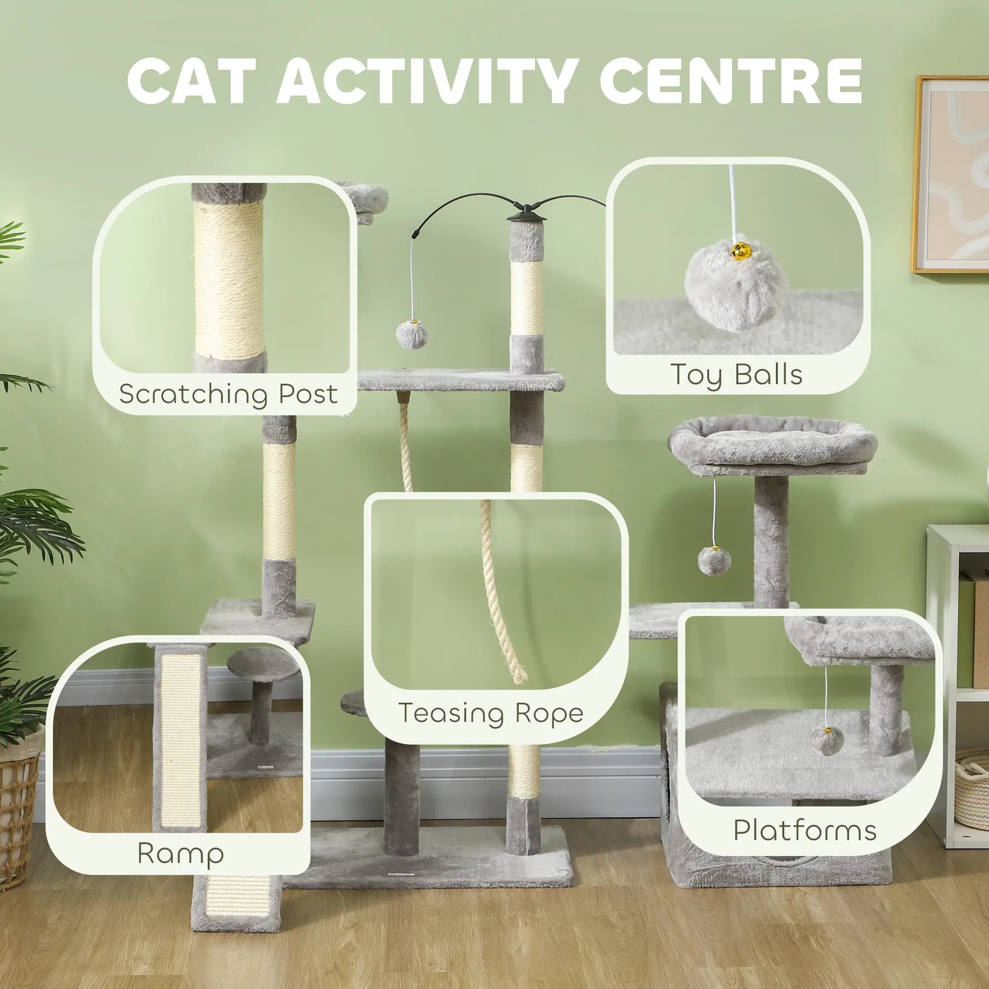 53 Cat Tree, Scratching Posts, Condo, Beds, Platforms, Light Grey Cat Towers at Gallery Canada