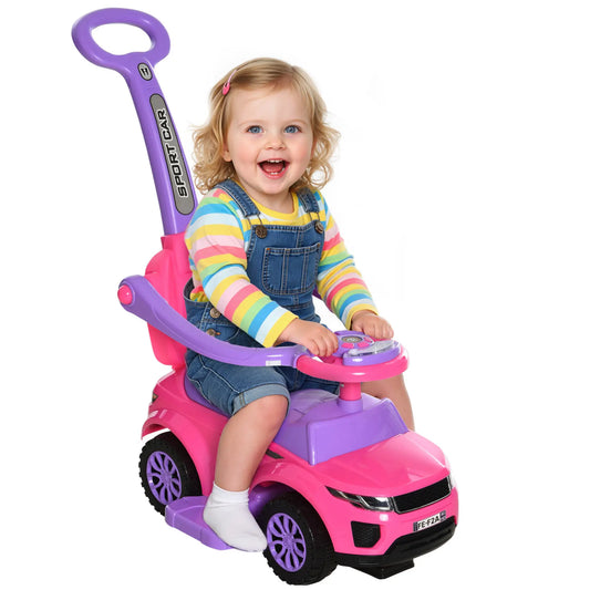 2 in 1 Kid Ride on Car, Push Stroller, 1-3 Years, Pink Push Cars for Toddlers Pink and Purple at Gallery Canada