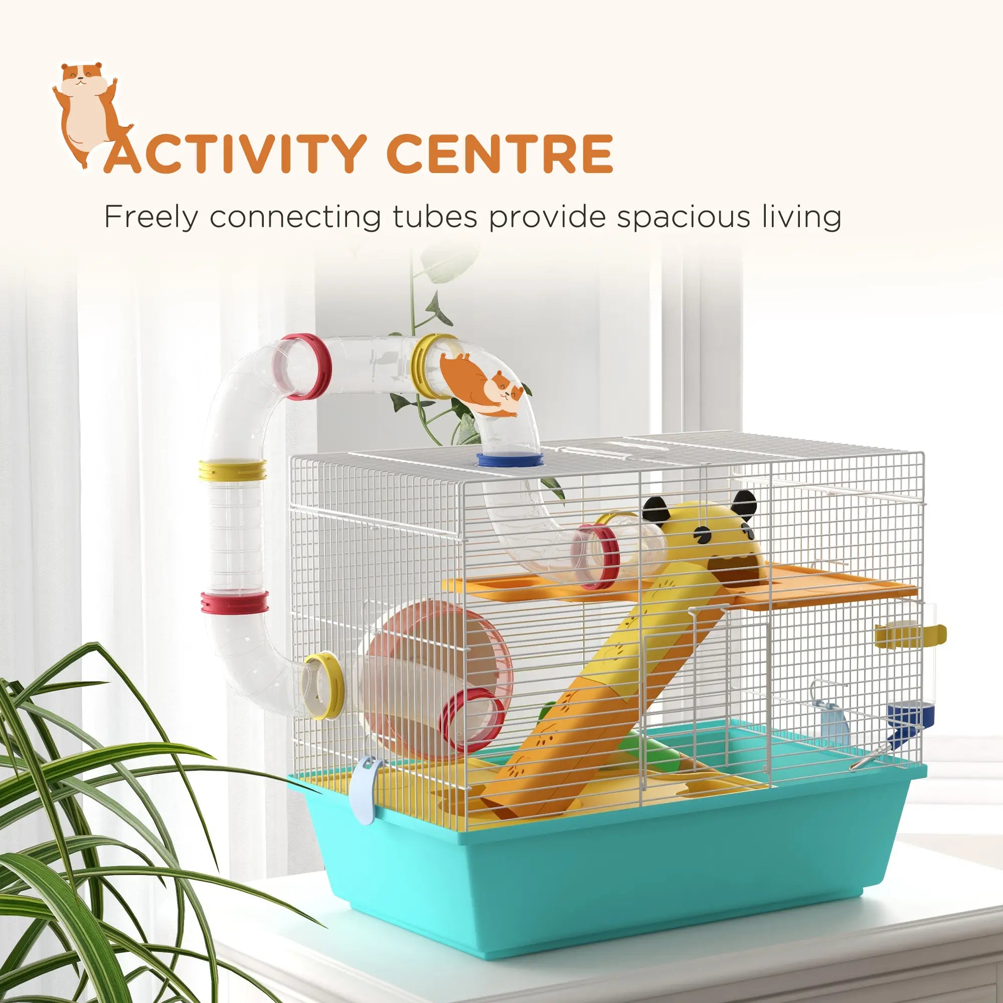 3 Tier Hamster Cage With Tunnels, Water Bottle, Exercise Wheel, 18
