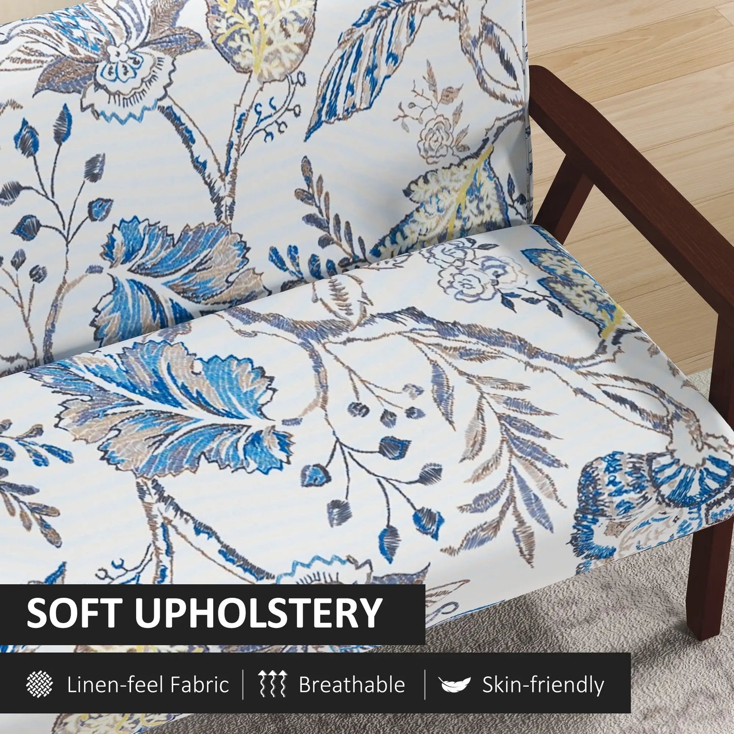 Compact Loveseat Sofa, Linen Fabric, Rubber Wood Legs, Multicolour 2-Seater Sofas at Gallery Canada