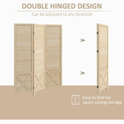 4.7' Wooden Room Divider, 3 Panel Folding Privacy Screen, Natural Room Dividers at Gallery Canada