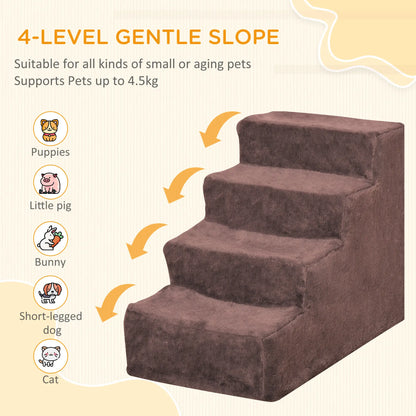 4-Step Dog Ramp for Sofa, Bed, Couch, Removable Cover, Brown Dog Stairs at Gallery Canada