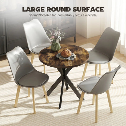 29" Round Dining Table, Steel Legs, Rustic Brown Dining Tables at Gallery Canada