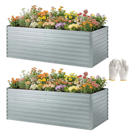 Galvanised Raised Garden Bed Set, 6 x 3 x 2 ft, Silver Galvanized Planter Boxes Silver at Gallery Canada