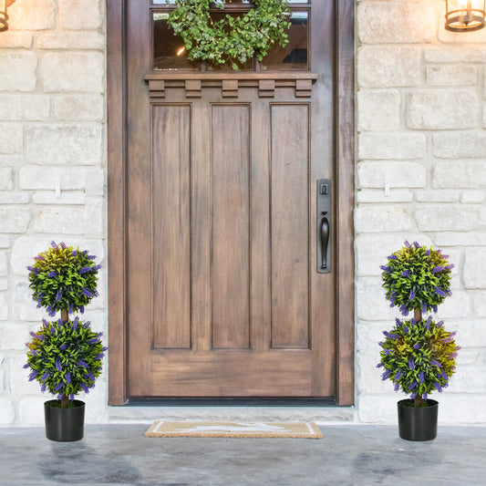 2.3ft Artificial Lavender Plants, Set of 2 with Pot, Indoor Outdoor Decor Artificial Trees Green at Gallery Canada