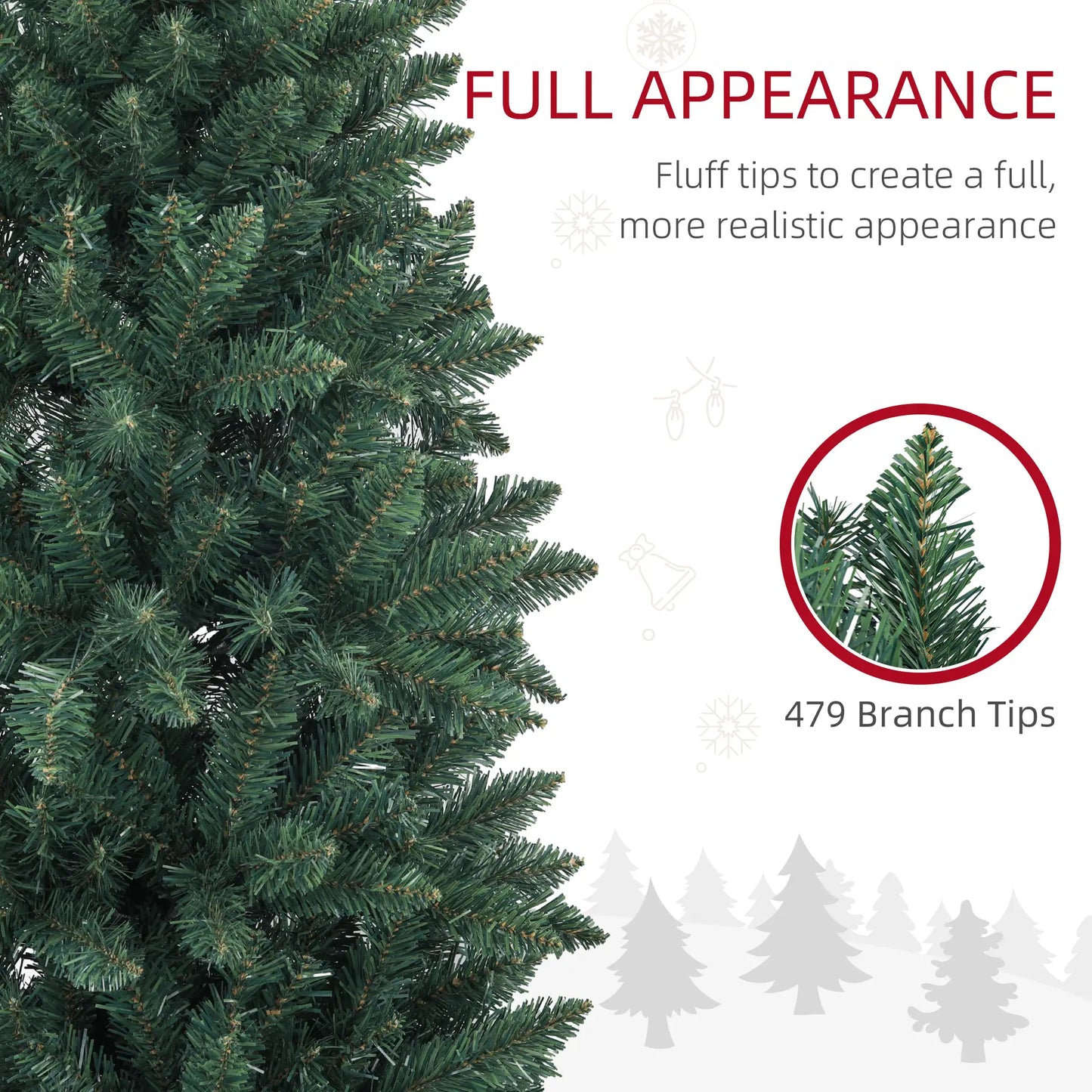 6ft Pencil Artificial Christmas Tree, 479 Branch Tips, Steel Base, Green Pencil Christmas Trees at Gallery Canada
