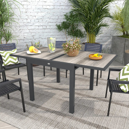 Extendable Dining Table, Rectangular Outdoor Table, Aluminum Frame, Plastic Top, Grey Patio Dinning Tables at Gallery Canada
