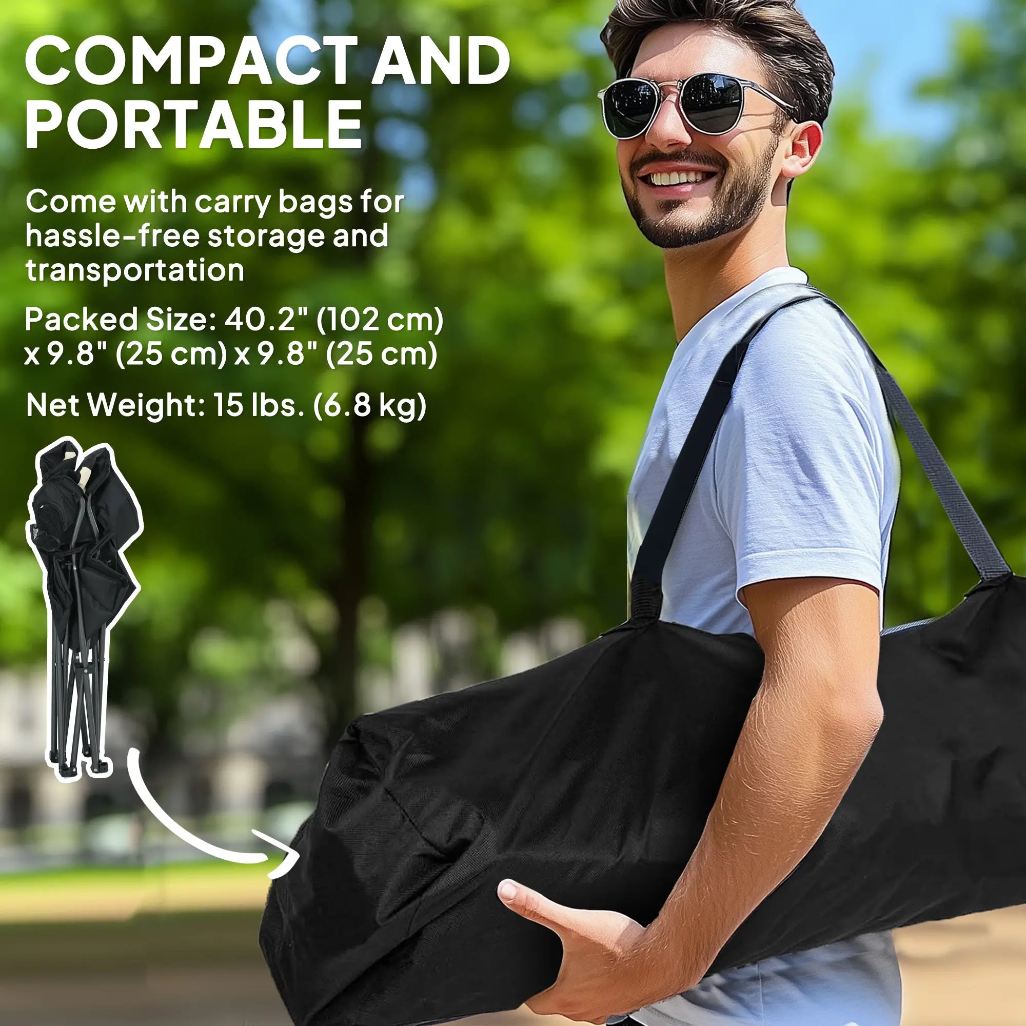 2 Pack Folding Camping Chairs, High Back w/ Cup Holder, Padded, Cream Picnic Tables & Camping Chairs at Gallery Canada