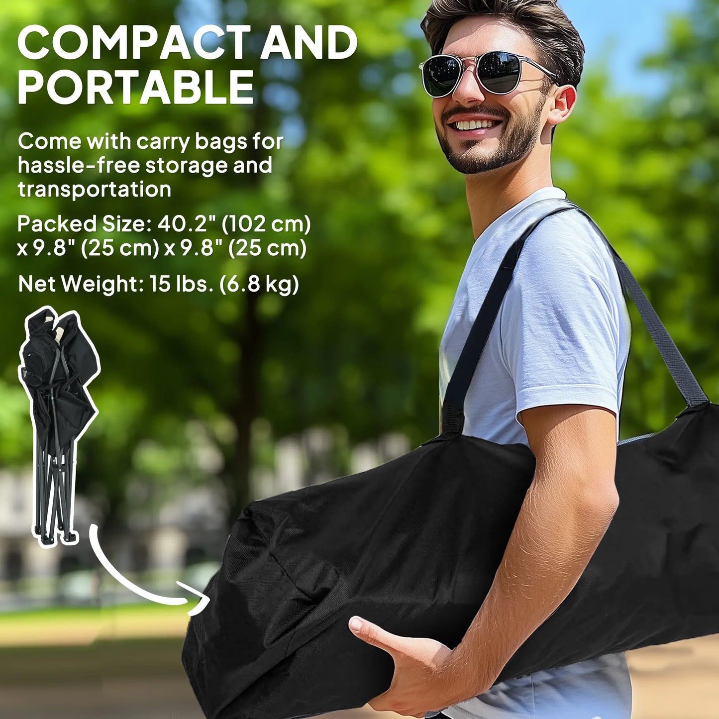 2 Pack Folding Camping Chairs, High Back w/ Cup Holder, Padded, Cream Picnic Tables & Camping Chairs at Gallery Canada