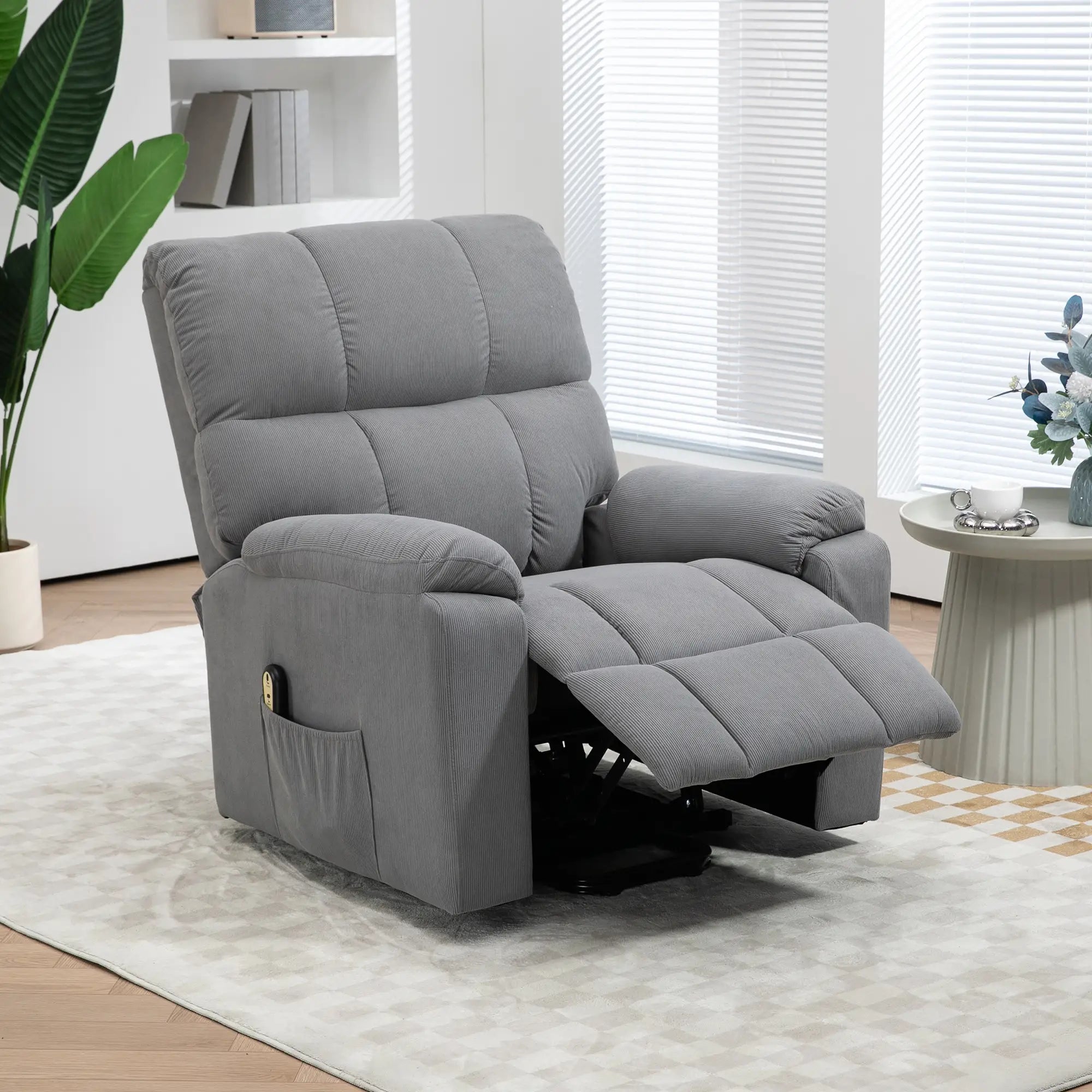 Electric Recliner Lift Chair, Microfibre Upholstered, Remote, Grey Electric Power Lift Chairs at Gallery Canada