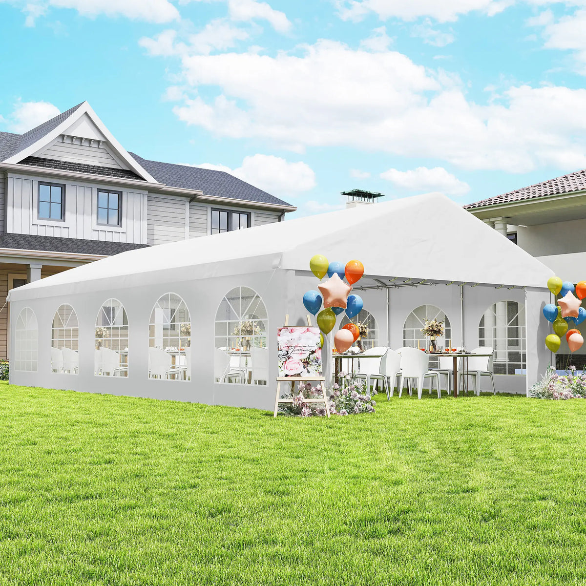20'x33' Heavy Duty Party Tent, Portable Garage Canopy, White Canopy Tents at Gallery Canada
